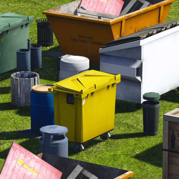 best residential dumpster rental - Things You Need to Know - several dumpsters and bins on a yard