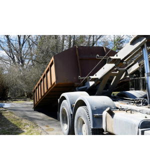 dumpster rental mountain park ga - Residential Dumpster Rental Where to Place Your Dumpster on Site - an empty brown dumpster being placed on a driveway by a tow truck